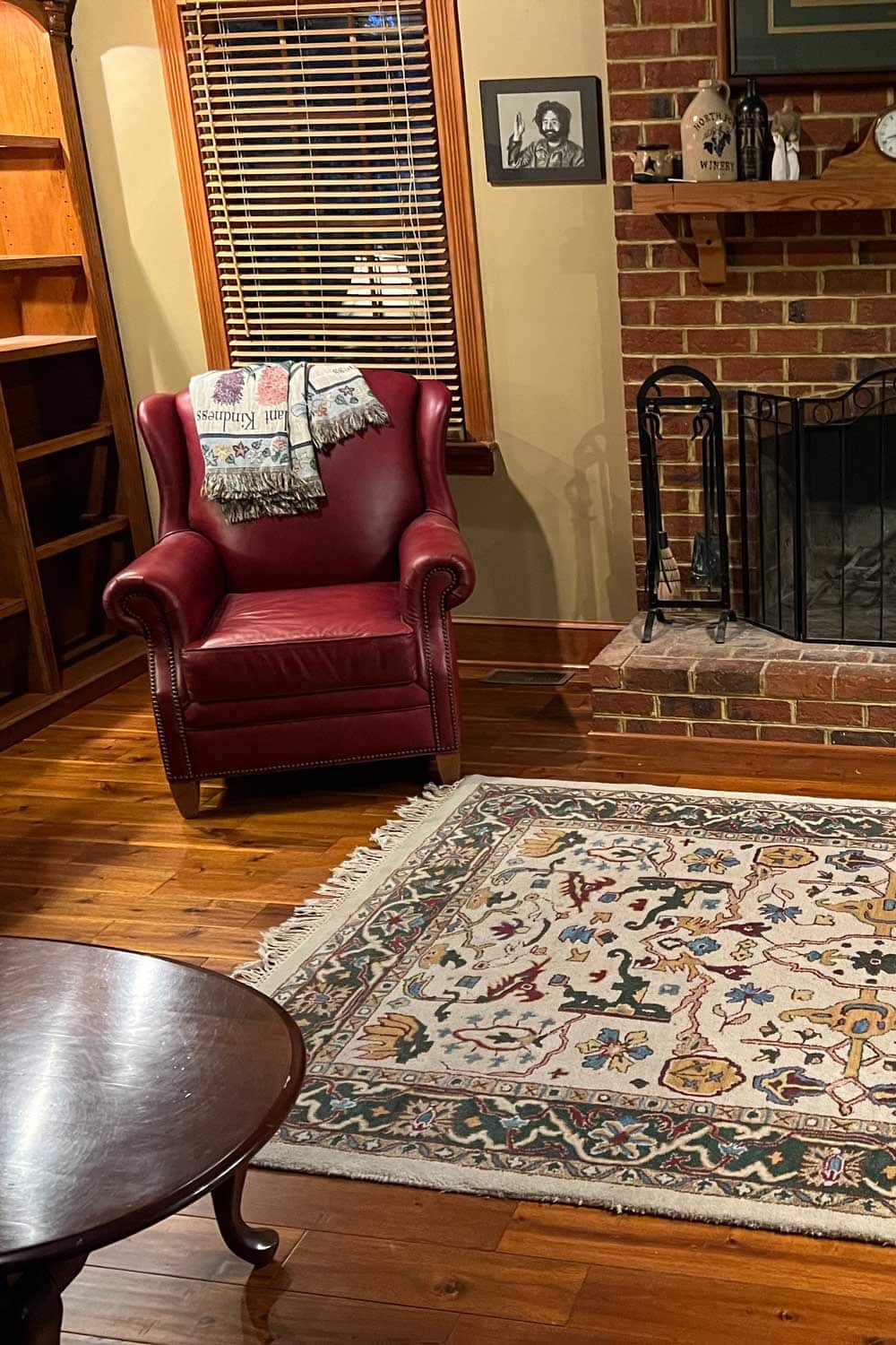 Honey oak hardwood floor after a Buff & Coat renewal in a Virginia home
